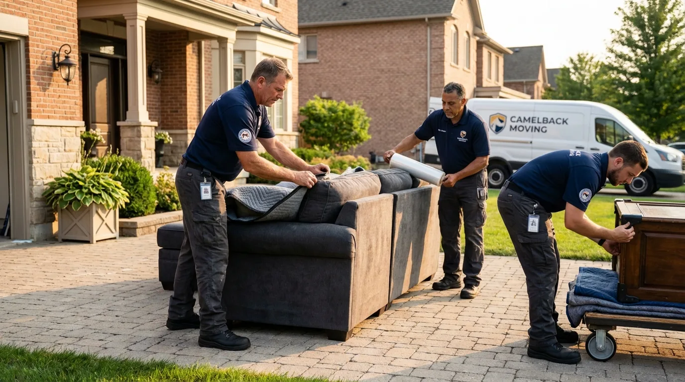 Large estate moving crew wrapping furniture in Kewaunee, WI