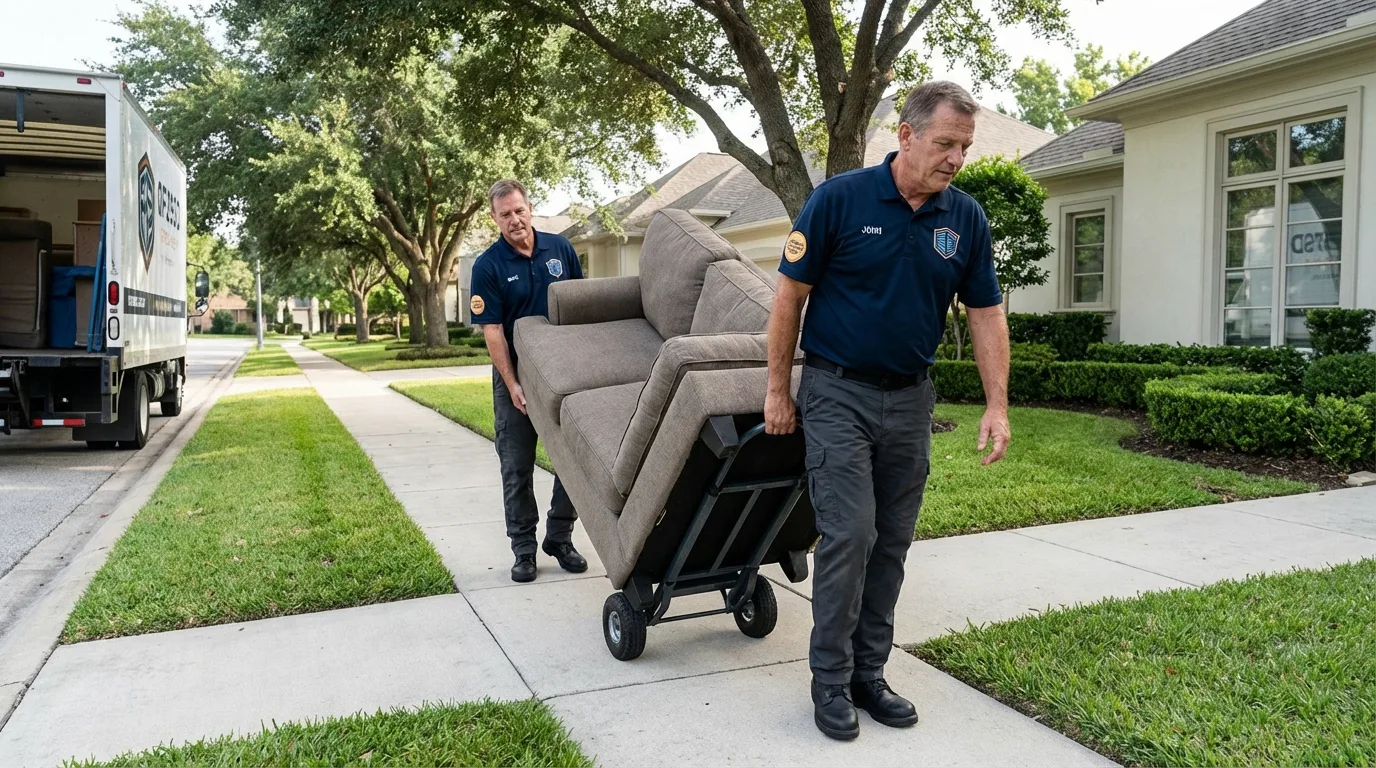 Local residential moving crew loading furniture in Kewaunee, WI